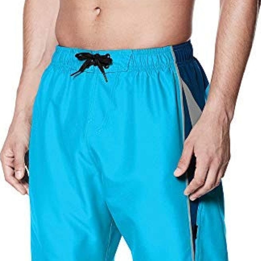 Nike Men's Core Contend Board Swim Shorts Built-in mesh Brief (Black/Blue,Small)